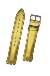 Hirsch Grace, Watch Strap for Swatch Gents in Gold, 16mm, Steel Buckle 