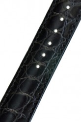 Padded Crocodile Black Leather Watch Strap 16mm