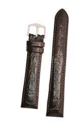 Hirsch 'Crocograin' Long Black Leather Strap, 16mm