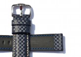 Hirsch 'Carbon' High Tech 18mm  Navy Blue Leather Strap 