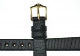 Hirsch 'Lizard' 12mm Black Leather Strap 