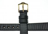 Hirsch 'Lizard' 12mm Black Leather Strap