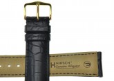 Hirsch 'Genuine Alligator' 22mm Black Leather Strap 