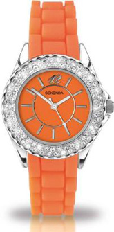 Ladies Sekonda Quartz 'Partytime Orange' Rubber Strap 4448