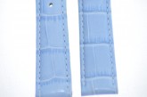 Padded Crocodile light blue Leather Watch Strap 16mm