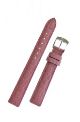 Padded Crocodile Pink Leather Watch Strap 12mm