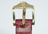 Hirsch 'Crocograin' Burgundy Leather Strap,M, 14mm