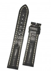 Hirsch 'Capitano' 24mm Matt Black Alligator Leather Strap 