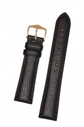 Hirsch 'Camelgrain' open ended 18mm Black Leather Strap 