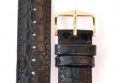 Hirsch 'Crocograin' Black Leather Strap, 18mm
