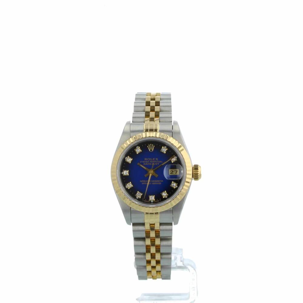 Ladies Rolex DateJust 69173 18ct Yellow Gold   Stainless Steel case with Blue Diamond dial