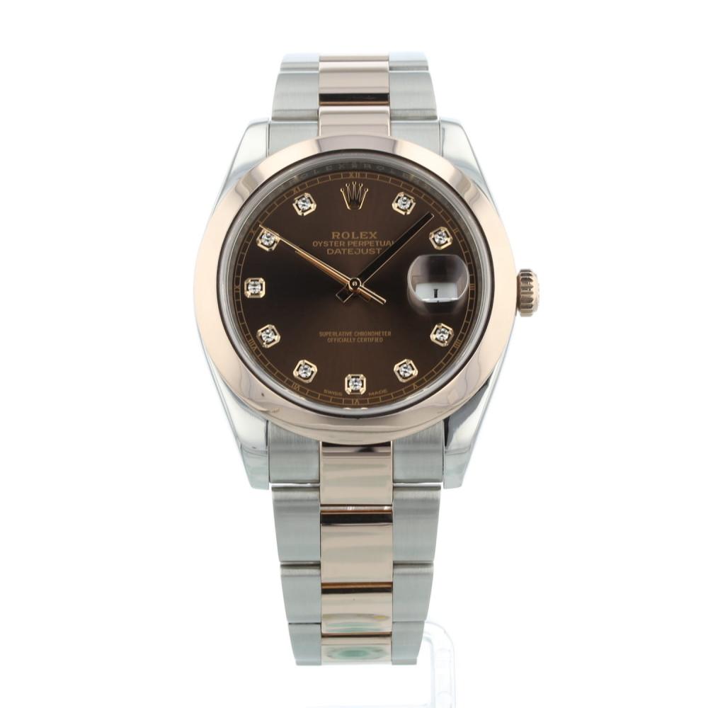 Gents Rolex Datejust 41 126301 18ct Rose Gold   Stainless Steel case with Chocolate Diamond Set dial