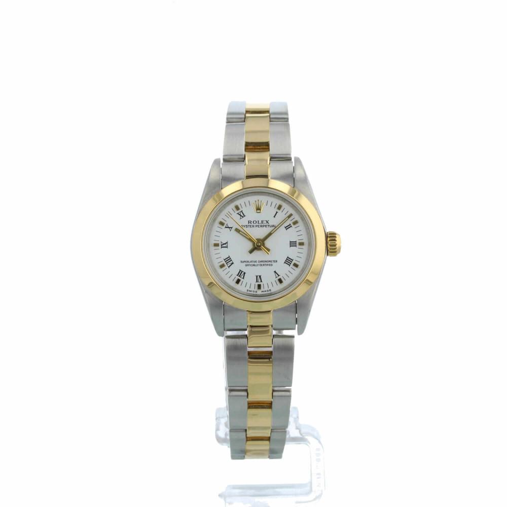 Ladies Rolex Oyster Perpetual 76183 18ct Yellow Gold   Stainless Steel case with White dial