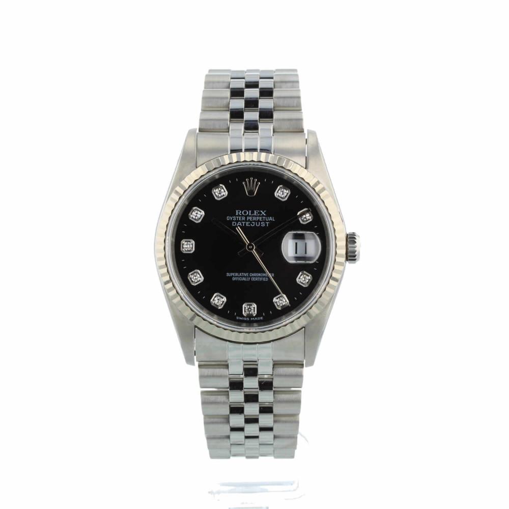Gents Rolex DateJust 16234 Steel case with Black Diamond Set  dial