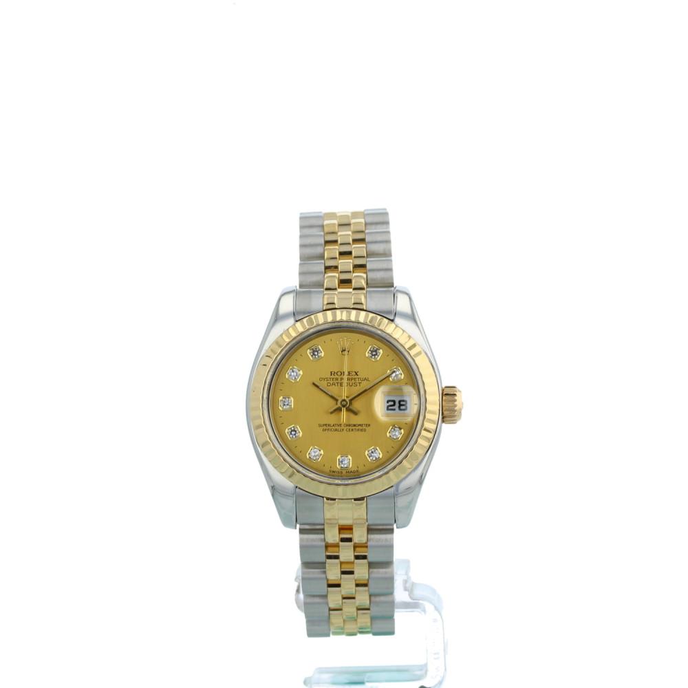 Ladies Rolex DateJust 179173 18ct Yellow Gold   Stainless Steel case with Champagne Diamond Set dial