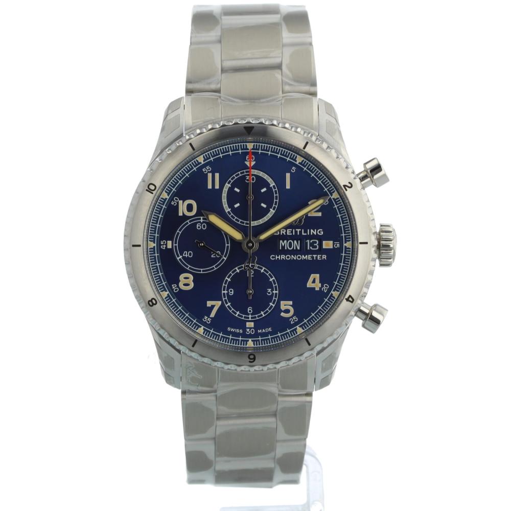 Gents Breitling Aviator 8 Chronograph 43 A13316 Steel case with Blue dial