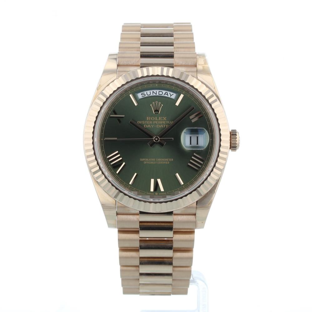 Gents Rolex Day Date 228235 18ct Rose Gold case with Green dial