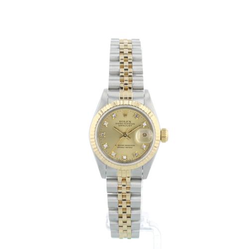 Ladies Rolex DateJust 69173 18ct Yellow Gold   Stainless Steel case with Champagne Diamond Set dial