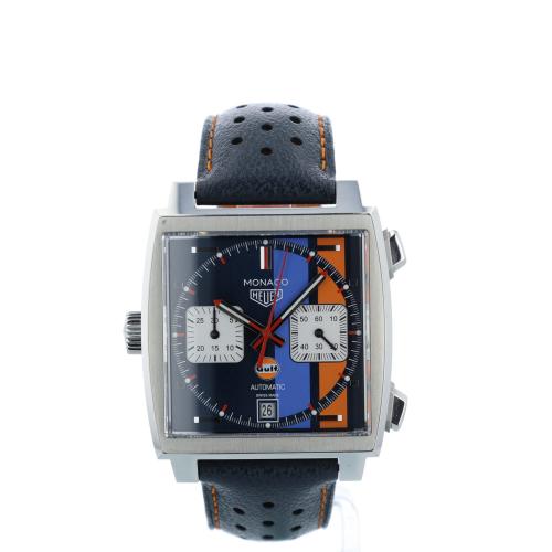Gents Tag Heuer Monaco CAW211R Steel case with Blue and Orange dial