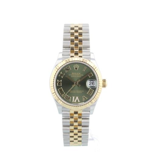 Ladies Rolex DateJust 31 278273 18ct Yellow Gold   Stainless Steel case with Green Diamond Set dial