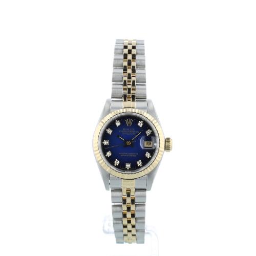 Ladies Rolex DateJust 69173 18ct Yellow Gold Stainless Steel case with Blue Vignette Diamond dial Ladies Rolex DateJust 69173 18ct Yellow Gold Stainless Steel case with Blue Vignette Diamond dial