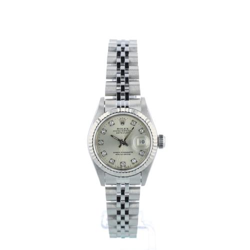 Ladies Rolex DateJust 69174 Stainless Steel case with Silver Diamond Dot dial