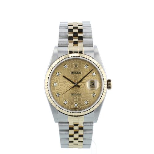 Gents Rolex DateJust 16233 18ct Yellow Gold   Stainless Steel case with Champagne Jubilee Diamond dial