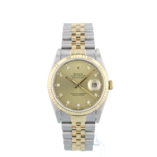 Gents Rolex Datejust 16233 18ct Yellow Gold   Stainless Steel case with Champagne Diamond Set dial