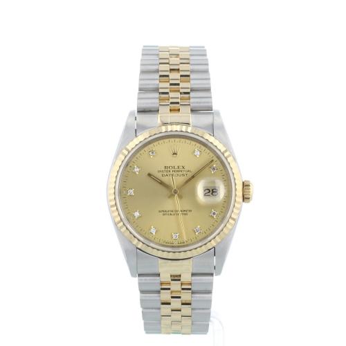 Gents Rolex Datejust 16233 18ct Yellow Gold   Stainless Steel case with Champagne Diamond Set dial