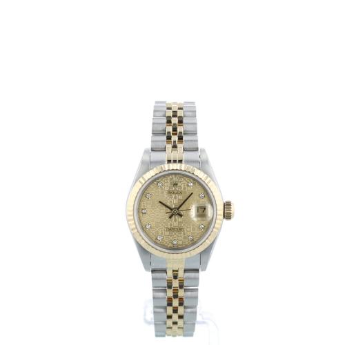 Ladies Rolex DateJust 69173 18ct Yellow Gold   Stainless Steel case with Champagne Jubilee Diamond dial