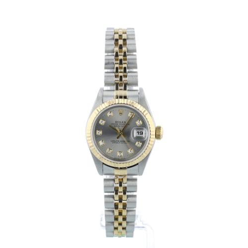 Ladies Rolex DateJust 79173 18ct Yellow Gold   Stainless Steel case with Silver Diamond Dot dial