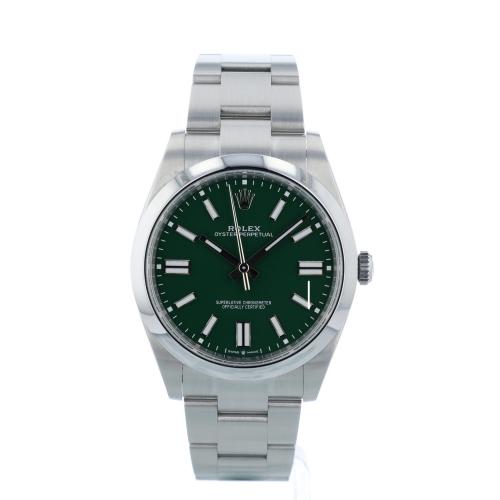 Gents Rolex Oyster Perpetual 41 124300 Steel case with Green dial