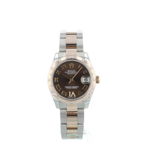Ladies Rolex DateJust 31 178341 18ct Rose Gold   Stainless Steel case with Chocolate Diamond Set dial