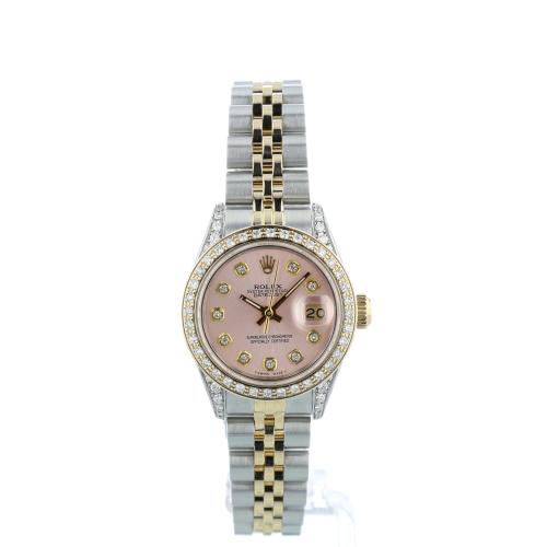 Ladies Rolex Datejust 69173 18ct Yellow Gold   Stainless Steel case with Pink MOP Diamond dial