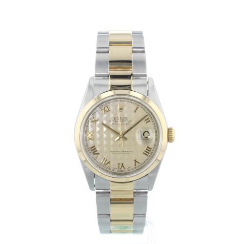 Gents Rolex Datejust 36 16203 18ct Yellow Gold   Stainless Steel case with Pyramid dial