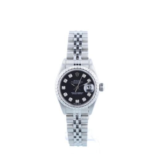 Ladies Rolex DateJust 69240 Steel case with Black Diamond dial