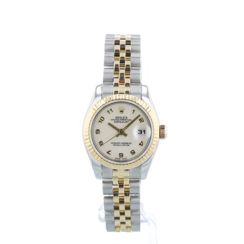 Ladies Rolex Datejust 179173 18ct Yellow Gold   Stainless Steel case with Cream Jubilee dial