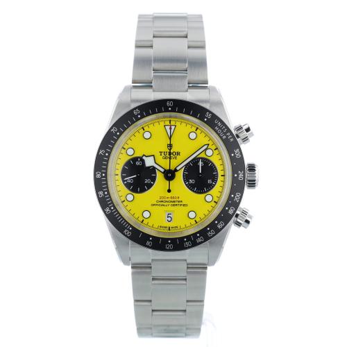 Gents Tudor Black Bay Chrono 39 79310N Steel case with Yellow and Black dial