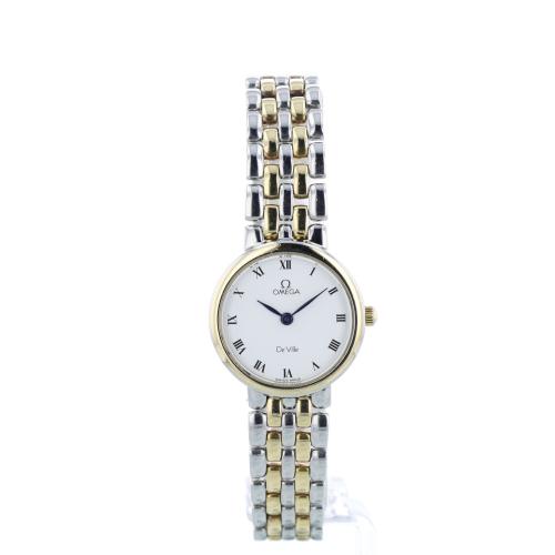 Ladies Omega DeVille  Gold Plated   Stainless Steel case with White Roman Numerals dial