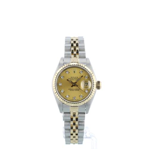 Ladies Rolex DateJust 69173 18ct Yellow Gold   Stainless Steel case with Champagne Diamond Set dial