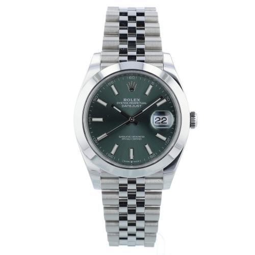 Gents Rolex Datejust 41 126300 Stainless Steel case with Green dial