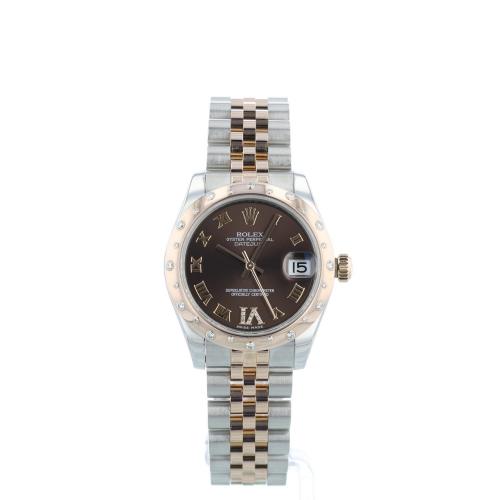 Ladies Rolex DateJust 31 178341 18ct Rose Gold   Stainless Steel case with Chocolate Diamond Set dial