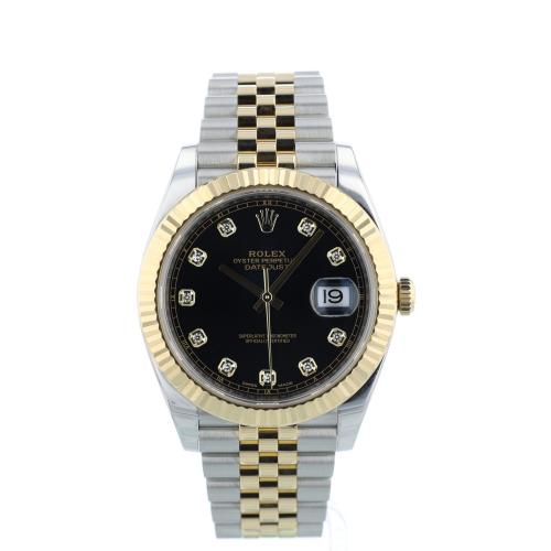 Gents Rolex Datejust 41 126333 18ct Yellow Gold   Stainless Steel case with Black Diamond dial