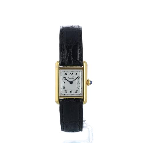 Ladies Cartier Tank 39768 Gold Plated case with Silver dial