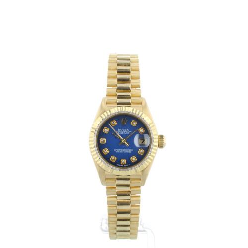 Ladies Rolex DateJust  69178 18ct Yellow Gold case with Blue Diamond dial