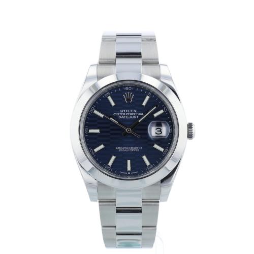 Gents Rolex Datejust 41 126300 Steel case with Blue Fluted Motif dial