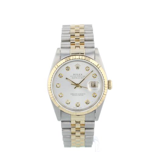 Gents Rolex Datejust 16233 18ct Yellow Gold   Stainless Steel case with Silver Diamond Set dial