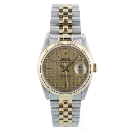 Gents Rolex Datejust 16233 18ct Yellow Gold   Stainless Steel case with Houndstooth dial