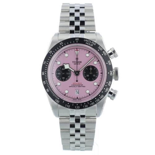 Gents Tudor Black Bay Chrono 79360N Steel case with Pink dial