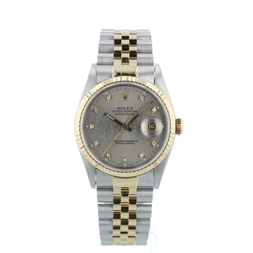 Gents Rolex DateJust 16233 18ct Yellow Gold Stainless Steel case with Silver Jubilee and Diamond dial Gents Rolex DateJust 16233 18ct Yellow Gold Stainless Steel case with Silver Jubilee and Diamond dial